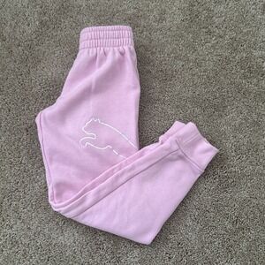 Puma Sweatpants Girls Small 7 Pull On Tapered Pink
